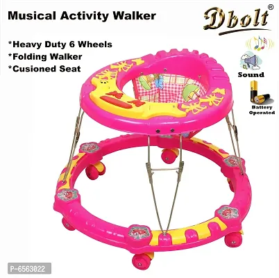 Dbolt Musical Baby Activity Foldable Baby Walker for Kids with Music and Light Age 6 Month+ [Butterfly Plastic]-thumb2