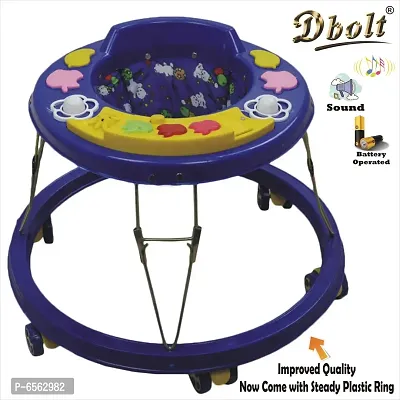 Dbolt Musical Baby Activity Foldable Baby Walker for Kids with Music and Light Age 6 Month+ [Apple Round Rim Plastic]