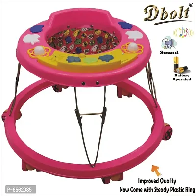 Dbolt Musical Baby Activity Foldable Baby Walker for Kids with Music and Light Age 6 Month+ [Apple Round Rim Plastic]