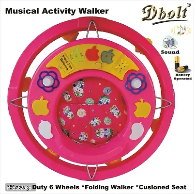 Dbolt Musical Baby Activity Foldable Baby Walker for Kids with Music and Light Age 6 Month+ [Apple Round Rim Plastic]-thumb4