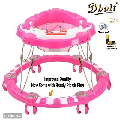 Dbolt Round Ultra Soft Seat Cycle Baby Walker with Musical Toy Bar Rattles and Activity Toys [Shine] (Pink)