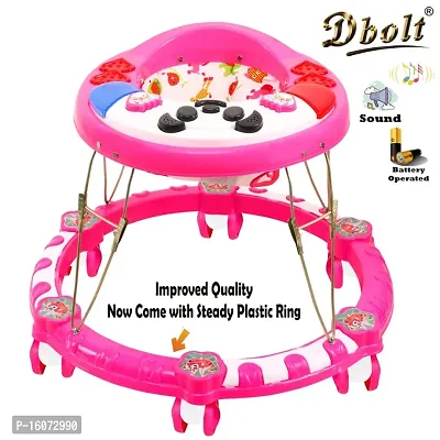Dbolt Round Ultra Soft Seat Cycle Baby Walker with Musical Toy Bar Rattles and Activity Toys [Panda] (Pink)-thumb0