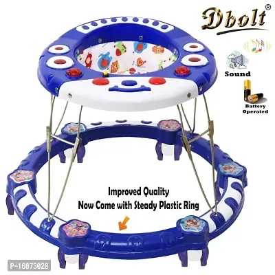 Dbolt Round Ultra Soft Seat Cycle Baby Walker with Musical Toy Bar Rattles and Activity Toys [Smiley] (Blue)