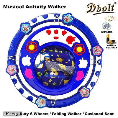 Dbolt Round Ultra Soft Seat Cycle Baby Walker with Musical Toy Bar Rattles and Activity Toys [Frootie] (Blue)-thumb2