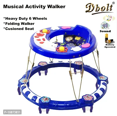 Dbolt Round Ultra Soft Seat Cycle Baby Walker with Musical Toy Bar Rattles and Activity Toys [Frootie] (Blue)-thumb3