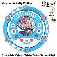Dbolt Round Ultra Soft Seat Cycle Baby Walker with Musical Toy Bar Rattles and Activity Toys [Smiley] (Sky Blue)-thumb1