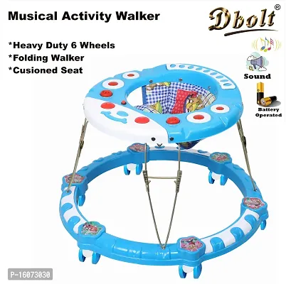 Dbolt Round Ultra Soft Seat Cycle Baby Walker with Musical Toy Bar Rattles and Activity Toys [Smiley] (Sky Blue)-thumb3