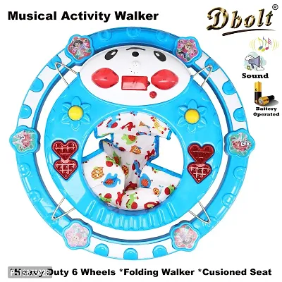 Dbolt Round Ultra Soft Seat Cycle Baby Walker with Musical Toy Bar Rattles and Activity Toys [Jerry] (Sky Blue)-thumb2