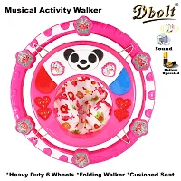 Dbolt Round Ultra Soft Seat Cycle Baby Walker with Musical Toy Bar Rattles and Activity Toys [Panda] (Pink)-thumb1