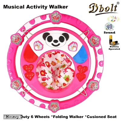 Dbolt Round Ultra Soft Seat Cycle Baby Walker with Musical Toy Bar Rattles and Activity Toys [Panda] (Pink)-thumb2