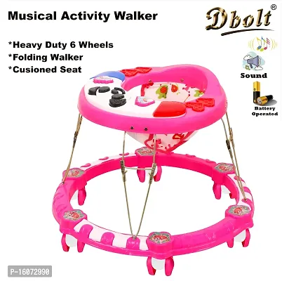 Dbolt Round Ultra Soft Seat Cycle Baby Walker with Musical Toy Bar Rattles and Activity Toys [Panda] (Pink)-thumb3