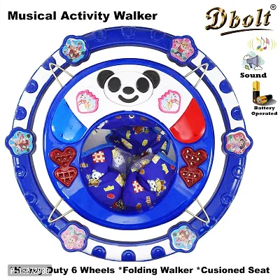 Dbolt Round Ultra Soft Seat Cycle Baby Walker with Musical Toy Bar Rattles and Activity Toys [Panda] (Blue)-thumb3