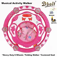 Dbolt Round Ultra Soft Seat Cycle Baby Walker with Musical Toy Bar Rattles and Activity Toys [Shine] (Pink)-thumb1