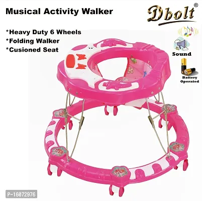 Dbolt Round Ultra Soft Seat Cycle Baby Walker with Musical Toy Bar Rattles and Activity Toys [Shine] (Pink)-thumb3