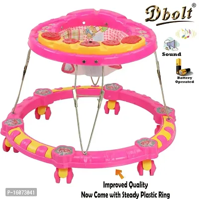 Dbolt Round Ultra Soft Seat Cycle Baby Walker with Musical Toy Bar Rattles and Activity Toys [Little Heart] (Pink)