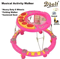 Dbolt Round Ultra Soft Seat Cycle Baby Walker with Musical Toy Bar Rattles and Activity Toys [Little Heart] (Pink)-thumb1