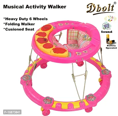 Dbolt Round Ultra Soft Seat Cycle Baby Walker with Musical Toy Bar Rattles and Activity Toys [Little Heart] (Pink)-thumb2
