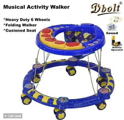 Dbolt Round Ultra Soft Seat Cycle Baby Walker with Musical Toy Bar Rattles and Activity Toys [Little Heart] (Blue)-thumb2