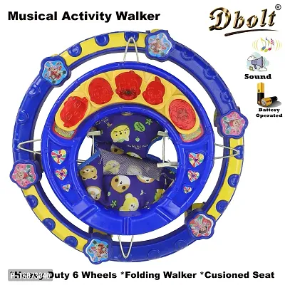 Dbolt Round Ultra Soft Seat Cycle Baby Walker with Musical Toy Bar Rattles and Activity Toys [Little Heart] (Blue)-thumb3