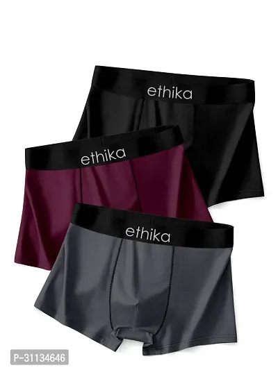 Ethika Extra Thin Elastic Long Comfortable Ice Silk Breathable Comfort Brief Boxer Trunks (pack of 3)-thumb0