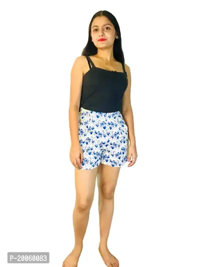 Zainya Forever Women's Above Knee Animal Printed Shorts (XS, White)-thumb2
