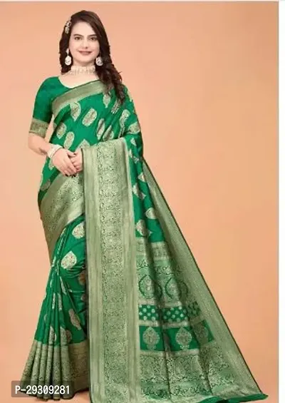 Stylish Green Kanjeevaram Saree with Blouse piece For Women