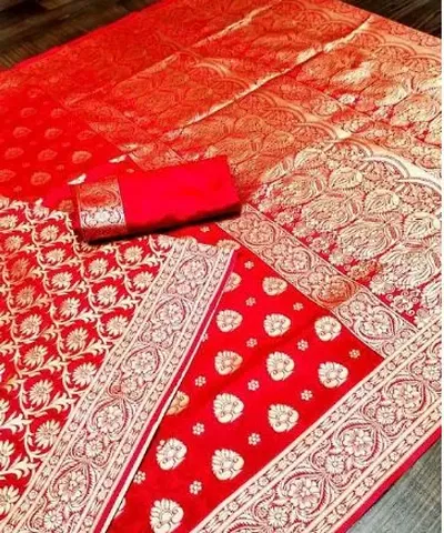 Stylish Banarasi Silk Saree with Blouse piece For Women