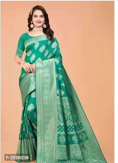 Stylish Green Kanjeevaram Saree with Blouse piece For Women