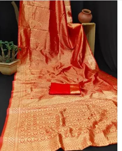 Stylish Banarasi Silk Saree with Blouse piece For Women