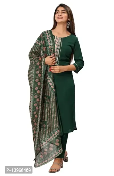 Stylish Fancy Rayon Kurta With Bottom Wear And Dupatta Set For Women