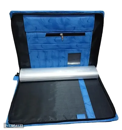 risheeraj Faux Leather Blue Document File For Document Certificate Storage Carry Job Holder Interview - BLUE PRINT
