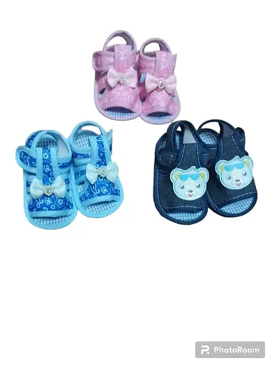 To 12 Months Baby Boys Girls Lion Face Sandal Booties - Pack of 3pc