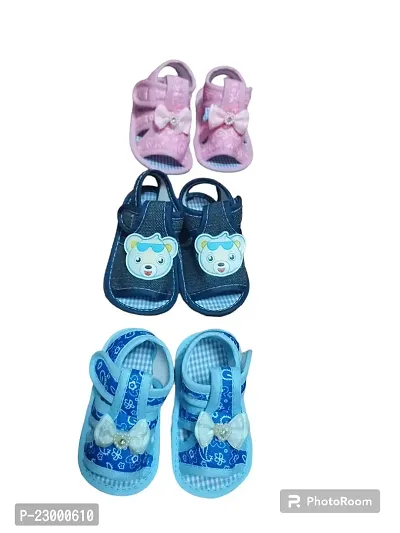 6 To 12 Months Baby Boys  Girls Lion Face Cotton Sandal Booties - Pack of 3pc-thumb2