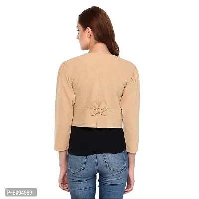 HRIKSHIKA FASHION Women's Imported Lycra Shrugs (Beige, S)-thumb3