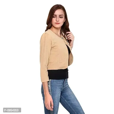 HRIKSHIKA FASHION Women's Imported Lycra Shrugs (Beige, S)-thumb4