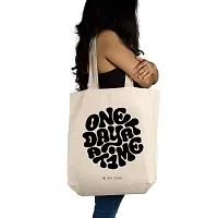 One Day Off White Tote Bag| Canvas| Fashion| Eco Friendly| Shoulder Bag| for Gym Beach Shopping College| The Art People|-thumb1