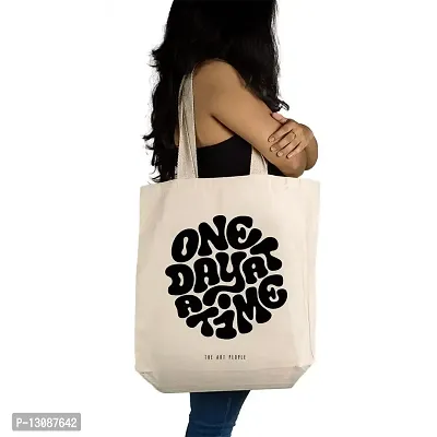 One Day Off White Tote Bag| Canvas| Fashion| Eco Friendly| Shoulder Bag| for Gym Beach Shopping College| The Art People|-thumb2