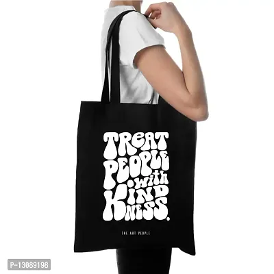 Kindness Black Tote Bag| Canvas| Fashion| Eco Friendly| Shoulder Bag| for Gym Beach Shopping College| The Art People|-thumb2