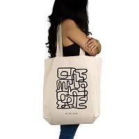 Continuous Lines Off White Tote Bag| Canvas| Fashion| Eco Friendly| Shoulder Bag| for Gym Beach Shopping College| The Art People|-thumb1