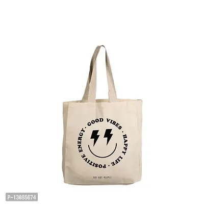 Good Vibes Off White Tote Bag| Canvas| Fashion| Eco Friendly| Shoulder Bag| for Gym Beach Shopping College| The Art People|-thumb0