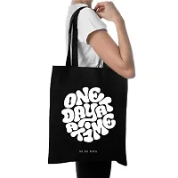 One Day Black Tote Bag| Canvas| Fashion| Eco Friendly| Shoulder Bag| for Gym Beach Shopping College| The Art People|-thumb1