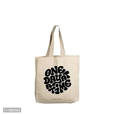 One Day Off White Tote Bag| Canvas| Fashion| Eco Friendly| Shoulder Bag| for Gym Beach Shopping College| The Art People|-thumb0
