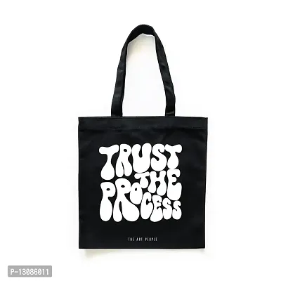 Trust Black Tote Bag| Canvas| Fashion| Eco Friendly| Shoulder Bag| for Gym Beach Shopping College| The Art People|-thumb0