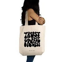 Trust Off White Tote Bag| Canvas| Fashion| Eco Friendly| Shoulder Bag| for Gym Beach Shopping College| The Art People|-thumb1