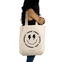 Good Vibes Off White Tote Bag| Canvas| Fashion| Eco Friendly| Shoulder Bag| for Gym Beach Shopping College| The Art People|-thumb1