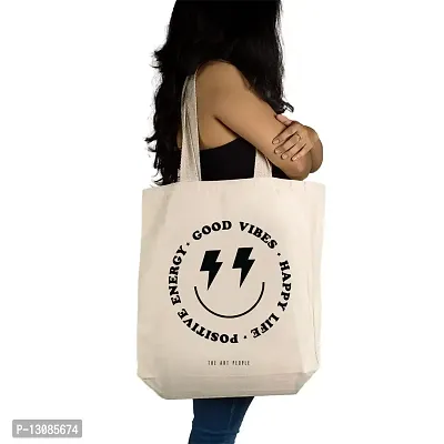 Good Vibes Off White Tote Bag| Canvas| Fashion| Eco Friendly| Shoulder Bag| for Gym Beach Shopping College| The Art People|-thumb2