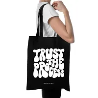 Trust Black Tote Bag| Canvas| Fashion| Eco Friendly| Shoulder Bag| for Gym Beach Shopping College| The Art People|-thumb1