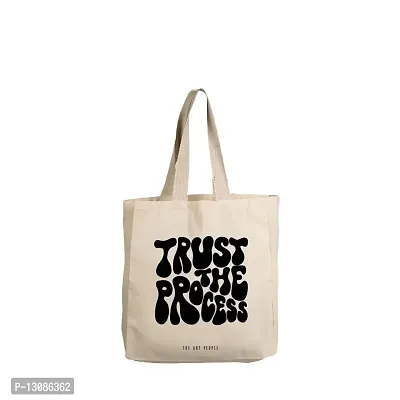 Trust Off White Tote Bag| Canvas| Fashion| Eco Friendly| Shoulder Bag| for Gym Beach Shopping College| The Art People|-thumb0