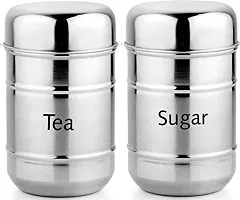 Stylish Steel Tea Sugar Containers Set of 2 750ml each (Classic 2 Pc Set)-thumb2