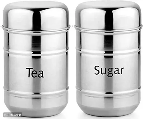 Stylish Steel Tea Sugar Containers Set of 2 750ml each (Classic 2 Pc Set)-thumb3